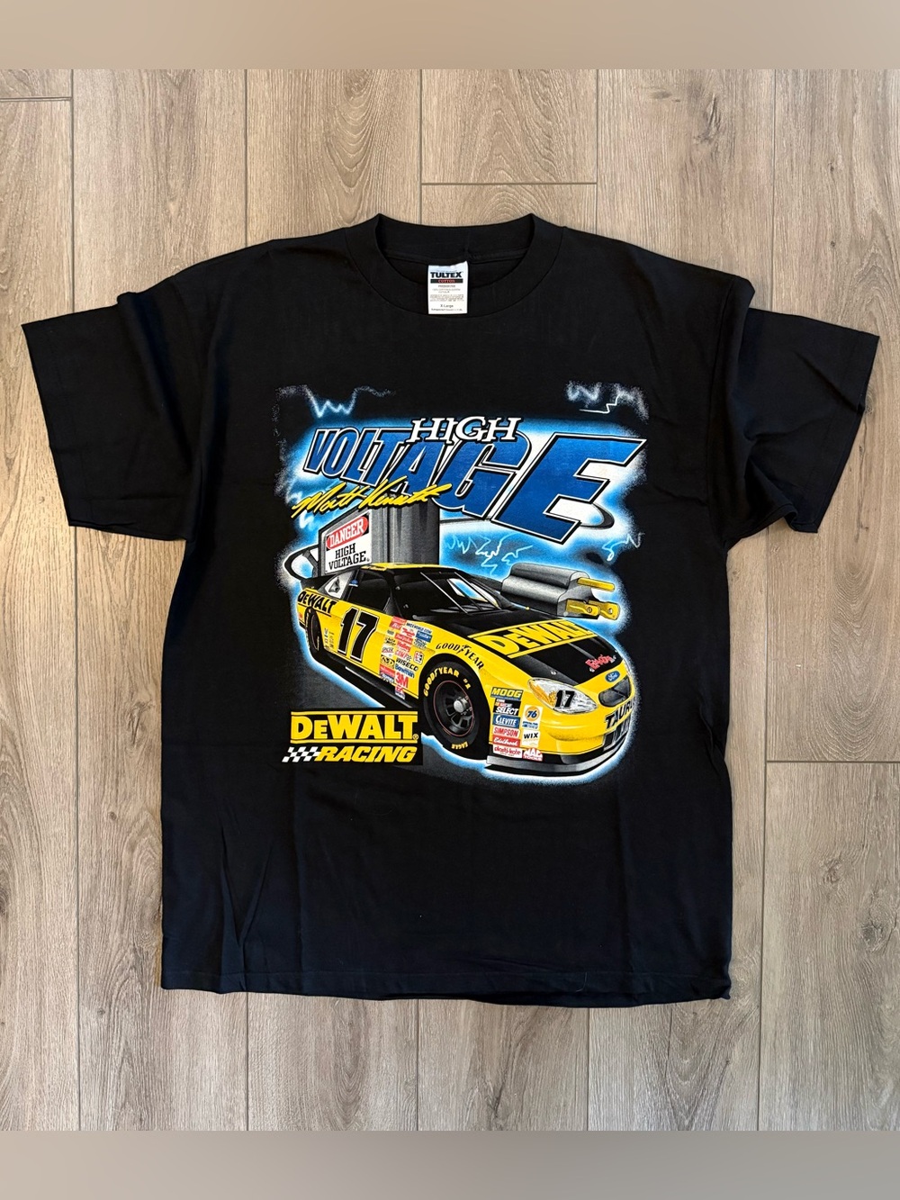 VTG 90s Matt Kenseth Dewalt Roush Racing NASCAR Allover Print T Shirt Men XL AOP